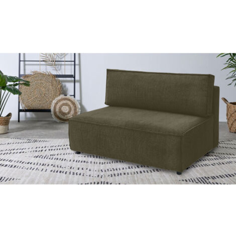BOBOCHIC - Chauffeuse 2 places sans accoudoir pour canapé modulable NIHAD tissu velours côtelé Vert clair (1/3)