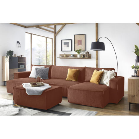 BOBOCHIC - Pouf NIHAD velours côtelé Orange (1/5)