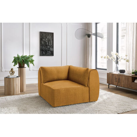 BOBOCHIC - Angle pour canapé modulable JEANNE tissu velours Réversible Jaune (1/5)