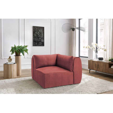 BOBOCHIC - Angle pour canapé modulable JEANNE tissu velours Réversible Orange (1/5)