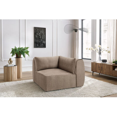 BOBOCHIC - Angle pour canapé modulable JEANNE tissu velours Réversible Taupe (1/5)
