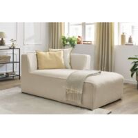 BOBOCHIC - Méridienne pour canapé modulable MEGEVE tissu bouclette Angle droit Beige