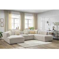 Bobochic – Canapé d'angle fixe modulable MEGEVE – Tissu chiné déperlant – 1 place – Longueur 339 cm – Largeur 231 cm – Style moderne