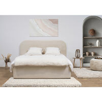 Bobochic – Lit coffre CASSIOPEE 140x190 beige – Revêtement velours 100% polyester – Design moderne avec coffre de rangement – Fabrication française