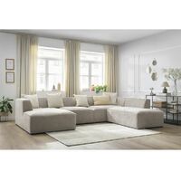 Canapé panoramique BOBOCHIC - Canapé panoramique fixe MEGEVE tissu texturé Angle gauche Beige