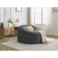 BOBOCHIC - Pouf ultra moelleux SOCRATE gros côtelé doux Gris foncé