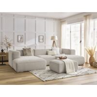 BOBOCHIC - Canapé panoramique fixe ZEPHYR avec pouf Beige