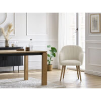BOBOCHIC - Lot de chaises SOPHIE tissu velours côtelé et pieds scandinaves bois Beige et gris foncé