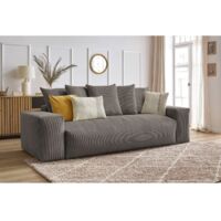 BOBOCHIC - Canapé droit convertible coffre VOLTAIRE Taupe
