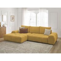 BOBOCHIC - Canapé d'angle convertible coffre EVEREST tissu chiné Angle gauche Jaune