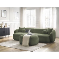 BOBOCHIC - Canapé d'angle fixe ASHLEY avec pouf Angle gauche Vert