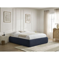BOBOCHIC - Sommier coffre INERA tissu lisse 140x190 Bleu