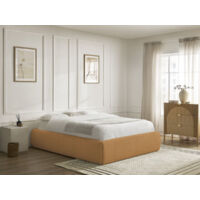 BOBOCHIC - Sommier coffre INERA tissu bouclette 140x190 Jaune