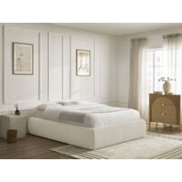BOBOCHIC - Sommier coffre INERA tissu bouclette 140x190 Beige