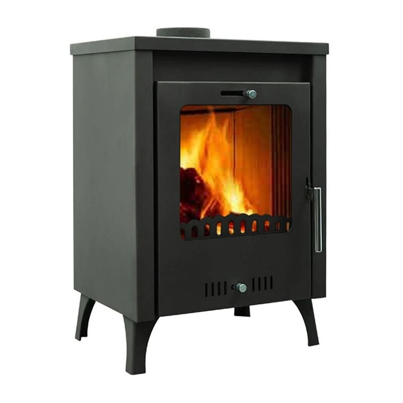 Pack poêle à bois avec four juan bûches 55cm + kit conduit 150 - noir  INTERSTOVES Pas Cher 