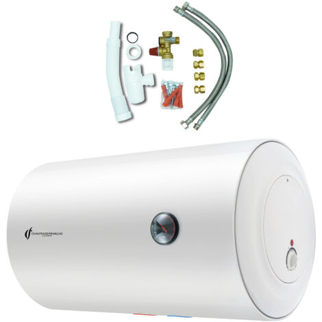 Chauffe Eau Electrique Mural Blindé Horizontal Bypso Sannover 50 Litres + Kit d'Installation Complet NF