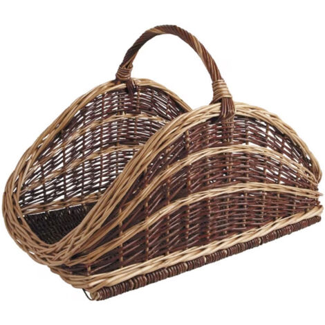 Panier à Bûches Arrondi en Osier Avec Poignée Sannover