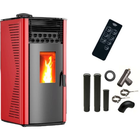 Poêle à granulés air Anita 12 kW Bordeaux Sannover + Kit Raccordement Fumisterie