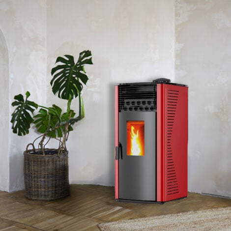 Poêle à granulés air Anita 12 kW Bordeaux Sannover + Kit Raccordement Fumisterie