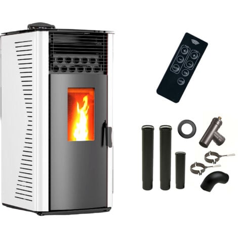 Poêle à granulés air Anita 12 kW Blanc Sannover + Kit Raccordement Fumisterie