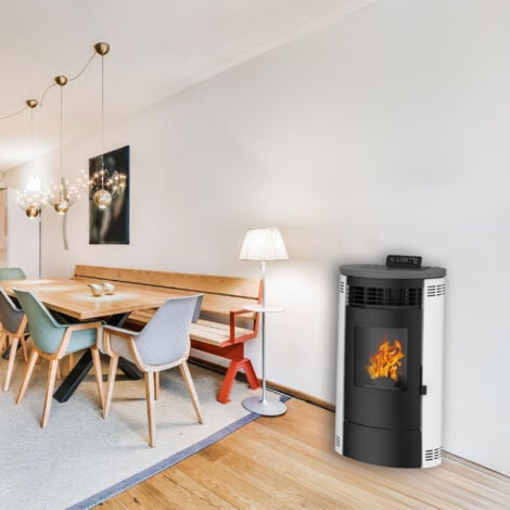 Poêle à granulés étanche Flavia 9,5 kW Blanc Sannover + Kit d'installation Complet