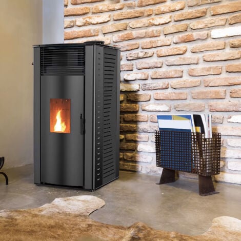 Poêle à granulés air Anita 15 kW Noir Sannover + Kit Raccordement Fumisterie