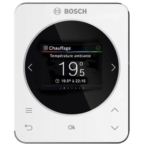 Elm Leblanc – Thermostat d'ambiance filaire programmable CH 120 – Écran tactile couleur – Gestion 2 circuits de chauffage – Alimentation par câble BUS