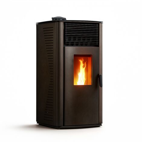 Luft-Pelletofen Anita 10 kW Sannover Schwarz Installationsset für Fassadenauslass