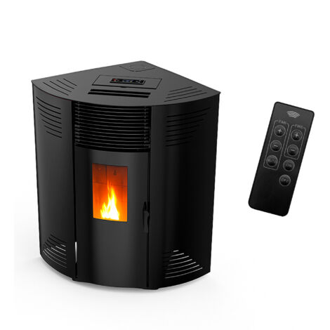 Poêle à granulés d'angle étanche Iseos 12,2 kW Noir Sannover