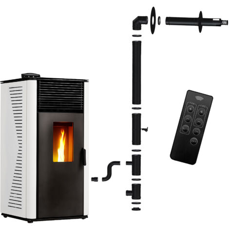 Poêle à granulés étanche Anita 12 kW Blanc Sannover + Kit d'installation