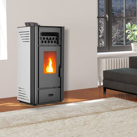 Poêle à granulés air Anita 10 kW Blanc Sannover + Kit Raccordement Fumisterie