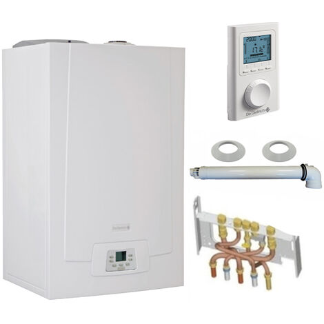 Chaudière Gaz Condensation MPX BIC De Dietrich 33 kW Complète (DOSSERET + DOUILLES + VENTOUSE) avec thermostat filaire