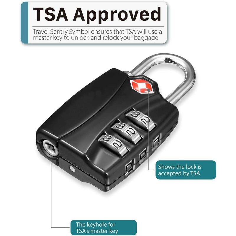 Master Lock TSA 3-Digit Combination Zinc 30mm Padlock x 2