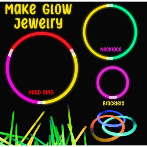 100 Glow Sticks Bracelets Necklaces Party Favors Disco Rave Bag Fillers ...