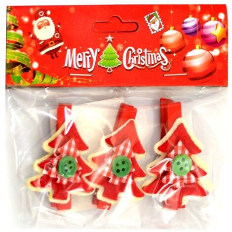 3pcs Christmas Wooden Peg Mini Tree Shape Clips Colourful Christmas Decorations (1/4)