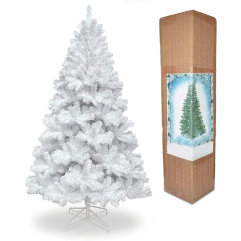 8ft White Artificial Christmas Xmas Tree With Metal Stand
