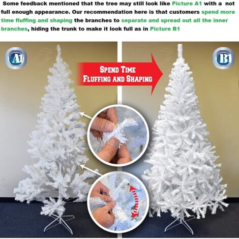 8ft White Artificial Christmas Xmas Tree With Metal Stand