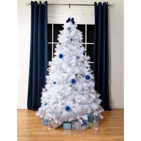 8ft White Artificial Christmas Xmas Tree With Metal Stand