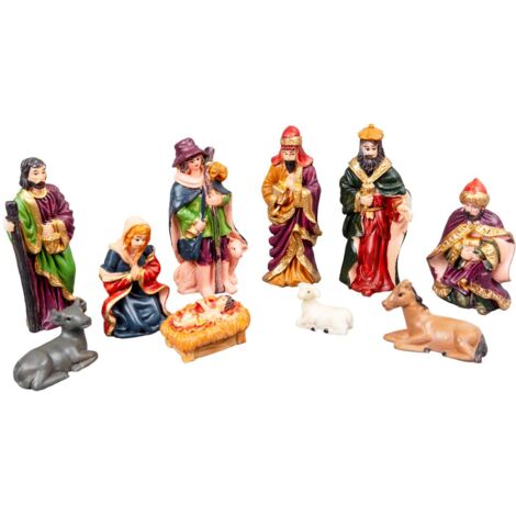 LARGE Handmade Nativity Scene Birth Jesus Christ Wooden Stable Figurine House Sculpture Christmas Decoration Xmas Décor