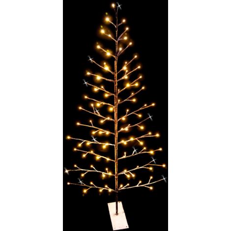 5 Feet Pre-Lit LED Light Snowy Brown Snow Christmas Decoration Festive Twig Tree 150cm (1/5)