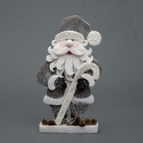 Red/Grey Santa Christmas Tabletop Figures Window Wall Door Holiday Home Xmas Glitter Foam Showpiece Decorations, 72cm/52cm (1/3)