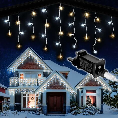 240 WHITE & WARM WHITE LED Connectable MF Icicle String Lights-5m