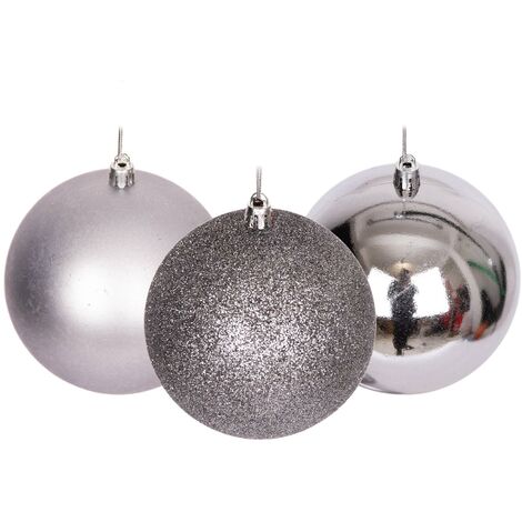 BAUBLES MID GREY 10CM 6PCS SET PVC (1/4)