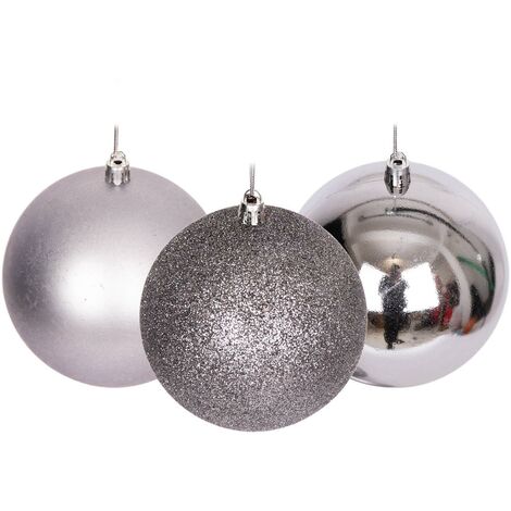 BAUBLES MID GREY 6CM 18PCS SET PVC (1/5)