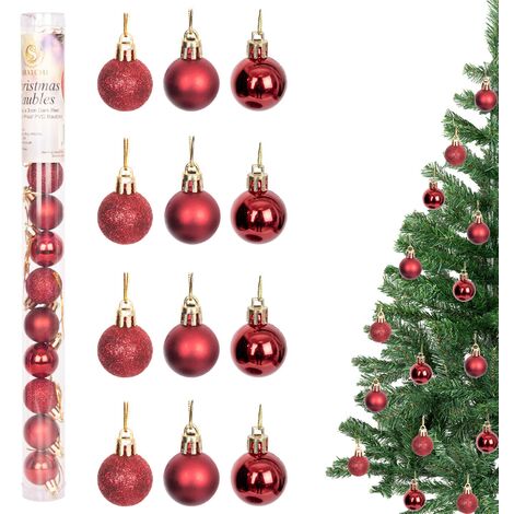 BAUBLES DARK RED 3CM 24PCS SET PVC (1/5)