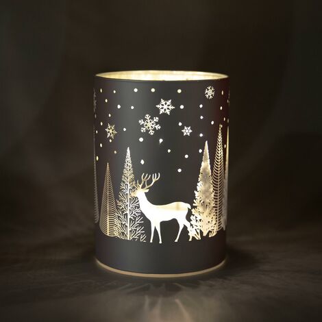 14cm Christmas Decorated Vase Led Silver Glass Vase / Forest (1/5)