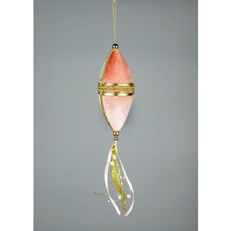 Pink Oval Drop Decoration 7x30cm - Christmas Hanging Decoration (1/3)