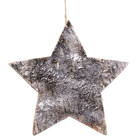 20cm Star Shape Birch Bark Wooden Christmas Wall Hanging Decoration (1/4)