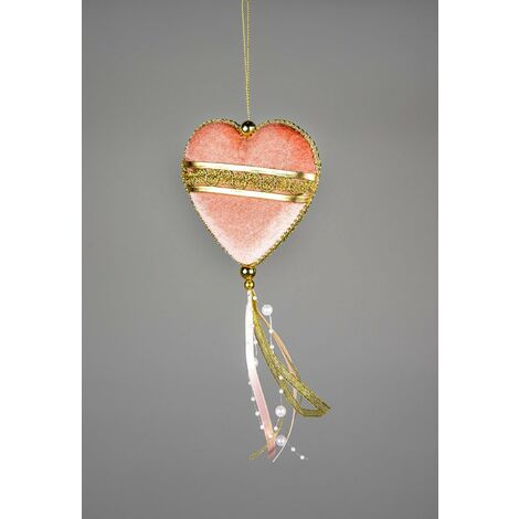 Pink Heart Decoration 11x26cm - Christmas Hanging Decoration (1/3)