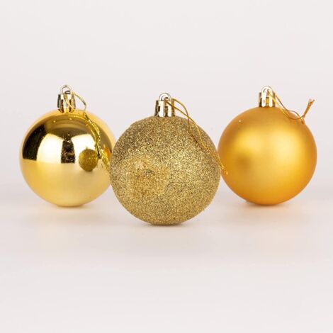 BAUBLES DEEP GOLD 5CM 12PCS SET PVC (1/5)